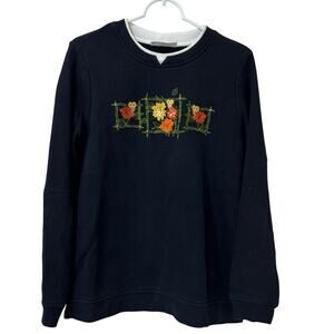 Breckenridge Vintage Womens Sz Medium Black Fall Owl Crewneck Sweatshirt Granny